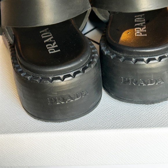 PRADA CALZATURE DONNA RUBBER SANDALS BLACK WOMEN’S 38 7.5 NEW IN BOX - Picture 5 of 10